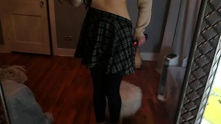 Quick mirror fap - cum video in today-s outfit