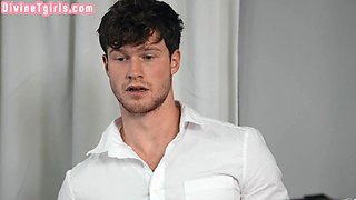 Skinny Shemale barebacked in classroom by driving tutor
