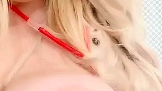 Amateur blonde tattooed babe toying her big cunt