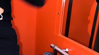 Risky Anal Sex In Elevator After Night Party - Almost Got