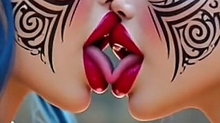 Beautiful Elves Princess Kissing, Ai Animation