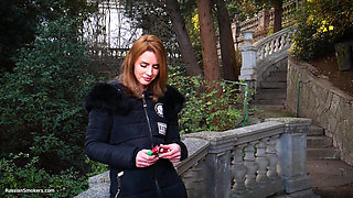 Absolutely Stunning Lady Is Smoking 120mm Saratoga Cigarette in the Park
