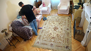 Raunchy mature man films two teen stepsisters having passionate lesbian sex