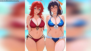 Rias and Akeno Twerking and Bouncing Together - DxD