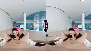 A long-haired beauty, Vixi Rafi, has passionate sex with her guy in a steamy scene.